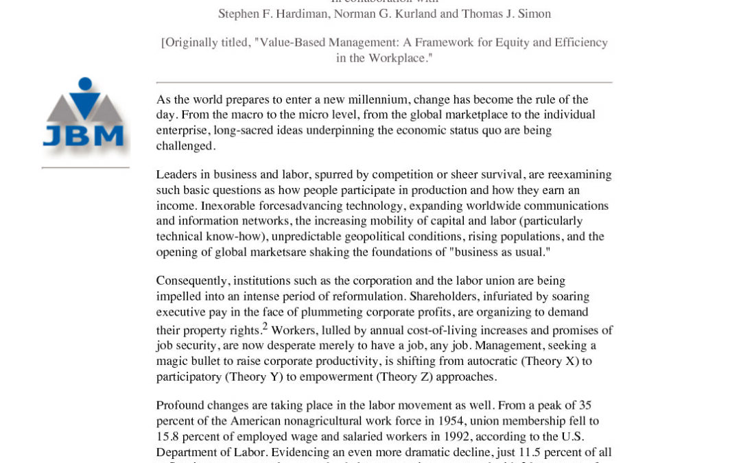 JBM: A Framework for Equity and Efficiency in the Workplace