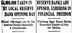 Image- Newspaper Headlines on Opening of the Federal Reserve